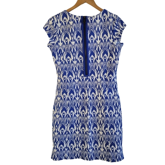 Hatley cap sleeve ikat print shift dress blue white small - Picture 3 of 13